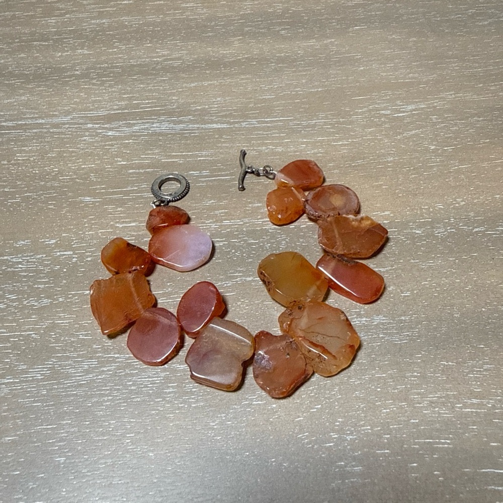 Barse Carved Orange Coral Toggle Bracelet